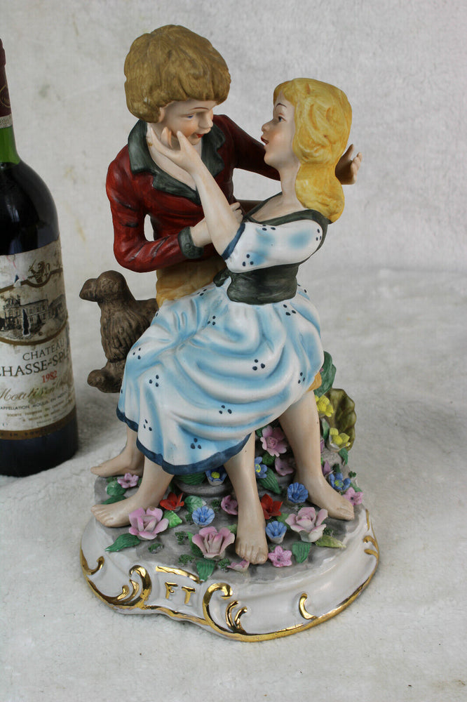 Gorgeous vintage porcelain bisque Statue boy girl 1960