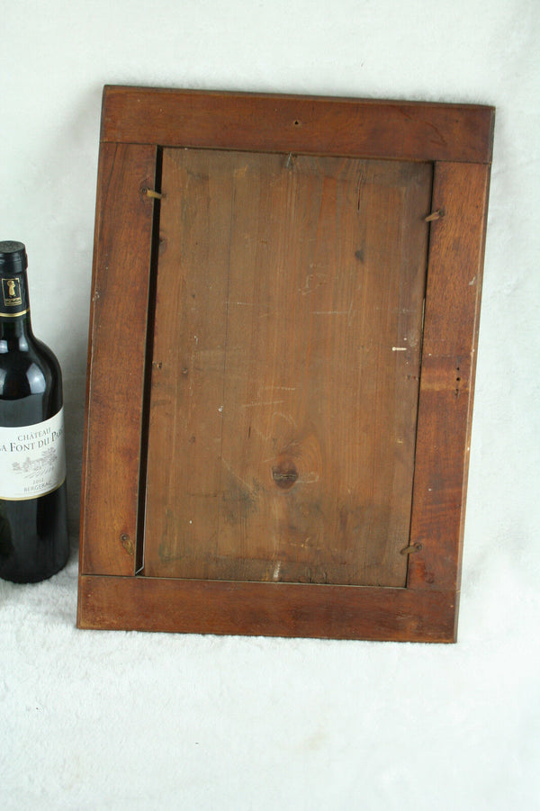 French OIL on Panel Painting Boy Victorian signed monogram 19th c