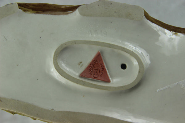 Royal DUX Czech marked porcelain figurine girl basket vase planter