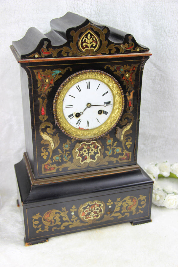 Antique French NAPOLEON III mantel clock inlaid 1880