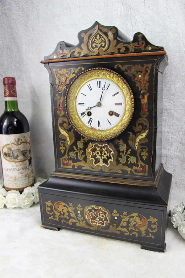 Antique French NAPOLEON III mantel clock inlaid 1880