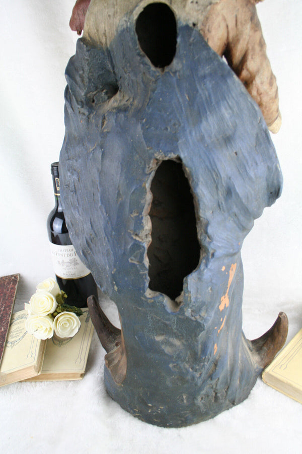 Spanish Baroque 18th c XXL Terracotta Madonna with child statue polychrome