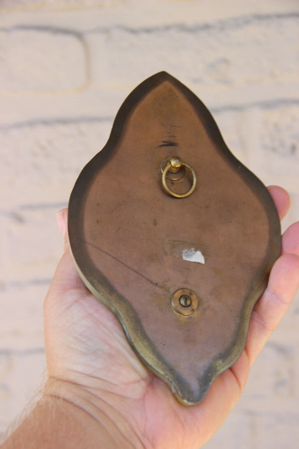 Antique onyx marble Cloisonne enamel Crucifix holy water font porcelain plaque