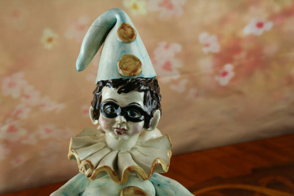 RARE mid century PULCINELLA figurine ceramic Wall light sconce clown Venetian