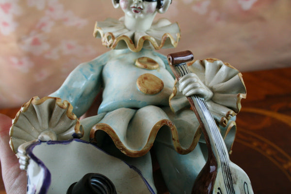 RARE mid century PULCINELLA figurine ceramic Wall light sconce clown Venetian