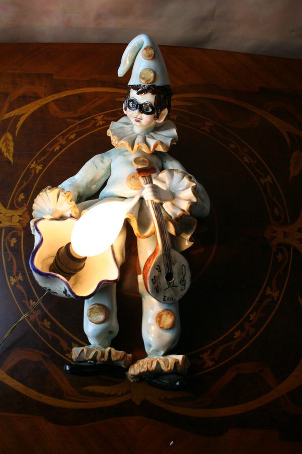RARE mid century PULCINELLA figurine ceramic Wall light sconce clown Venetian