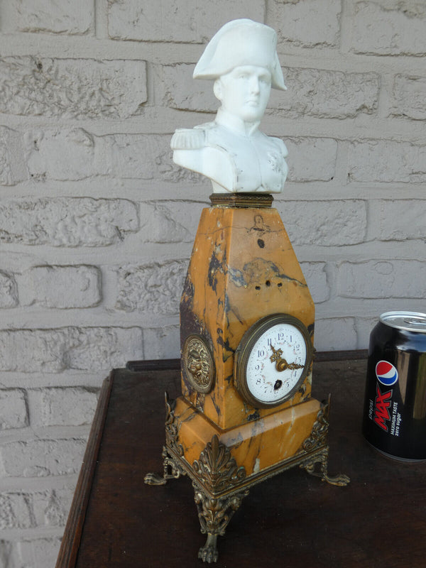 Antique Napoleon Mantel clock bisque marble 1880 france