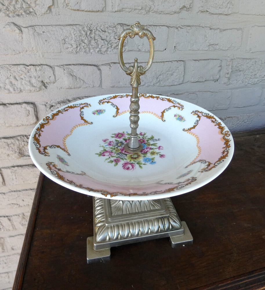Vintage french Limoges porcelain tray stand centerpiece
