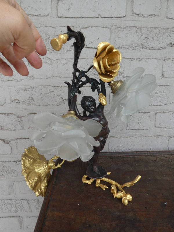 Stunning French Bronze brass putti cherub angel chandelier lamp