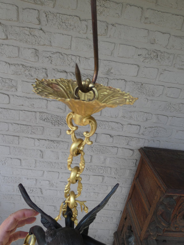 Stunning French Bronze putti cherub angel chandelier lamp