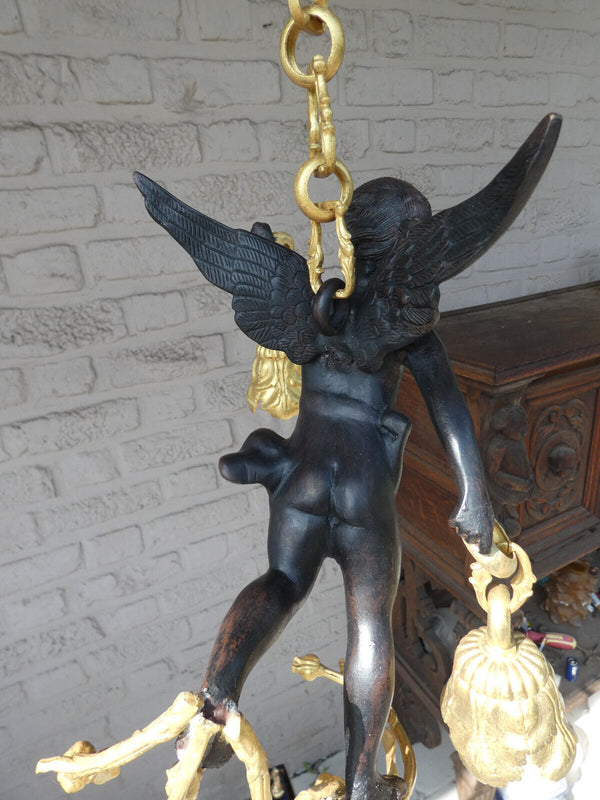 Stunning French Bronze putti cherub angel chandelier lamp