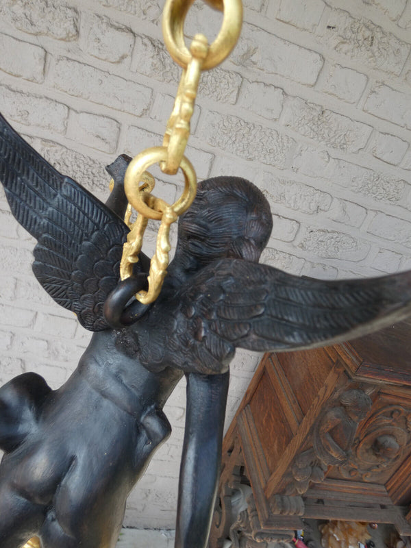 Stunning French Bronze putti cherub angel chandelier lamp