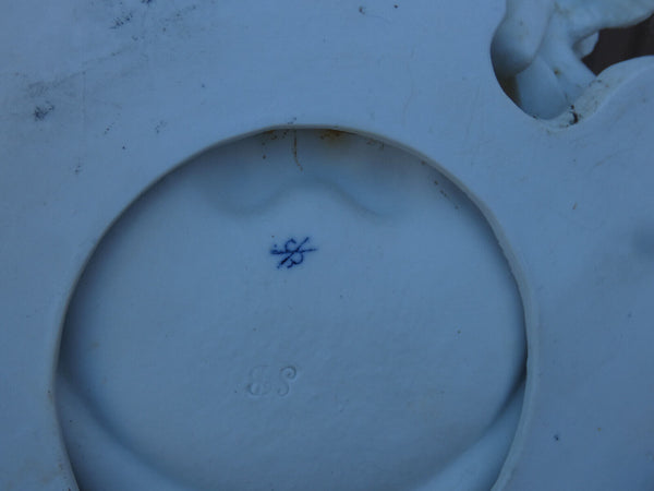 German scheibe alsbach white bisque porcelain angels holy water font marked