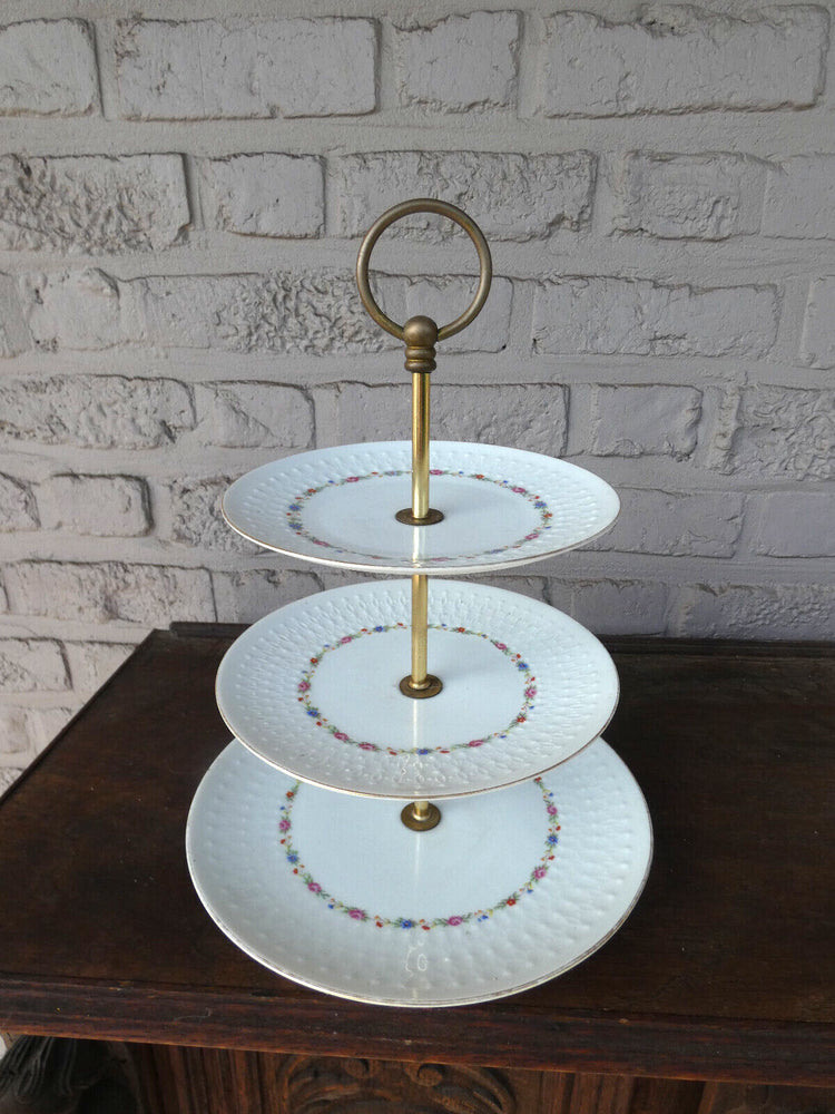 Vintage 3 Tier Cake Stand wedding birthday cupcake biscuits porcelain floral