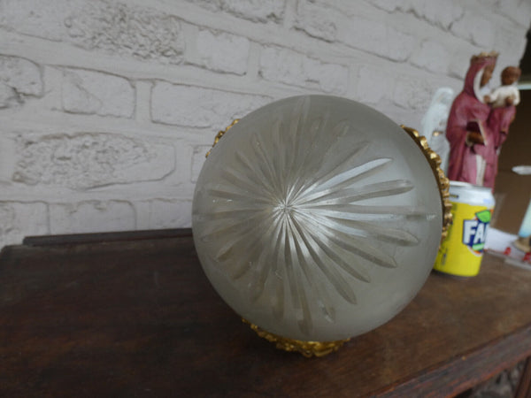 Vintage 1960 French bronze Eagle caryatid heads crystal glass  lantern lamp