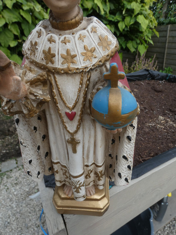 Antique Ceramic Statue sculpture jesus of prague signed religious