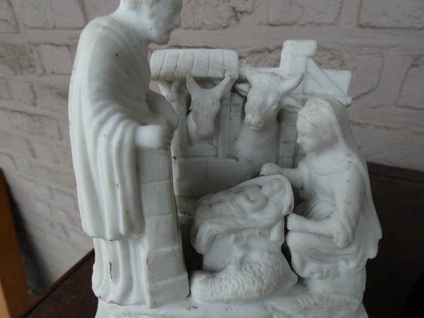 19thc Antique French bisque porcelain group nativity birth jesus statue