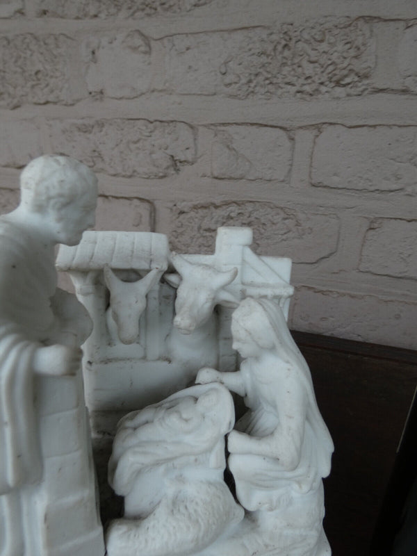 19thc Antique French bisque porcelain group nativity birth jesus statue