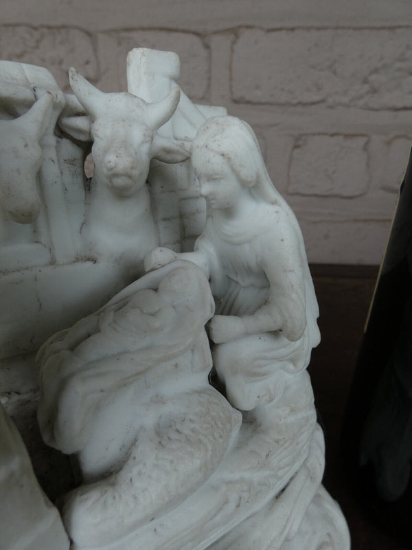 19thc Antique French bisque porcelain group nativity birth jesus statue
