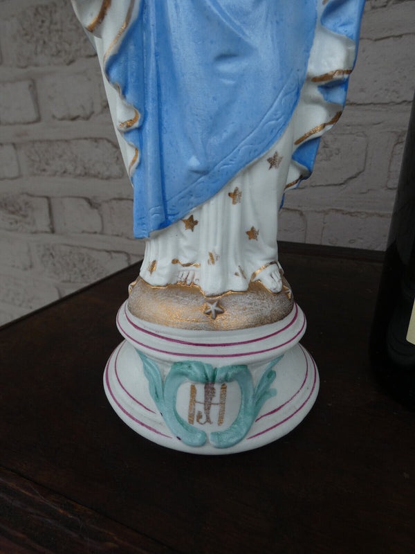 19thc Antique French porcelain bisque signed LETU MAUGER saint joseph statue