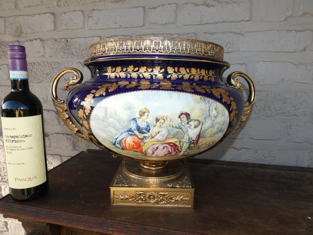 Vintage XL cobalt blue sevres decor Centerpiece bowl victorian
