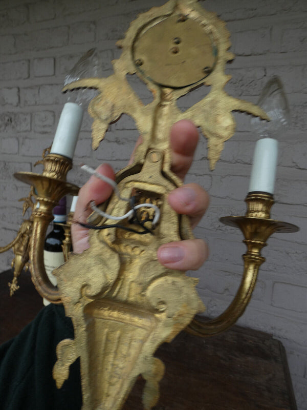 Set 3 Vintage Bronze large Wall lights sconces portrait medaillon