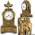 Antique French Bronze Satyr devil ram heads mantel clock 19thc rare