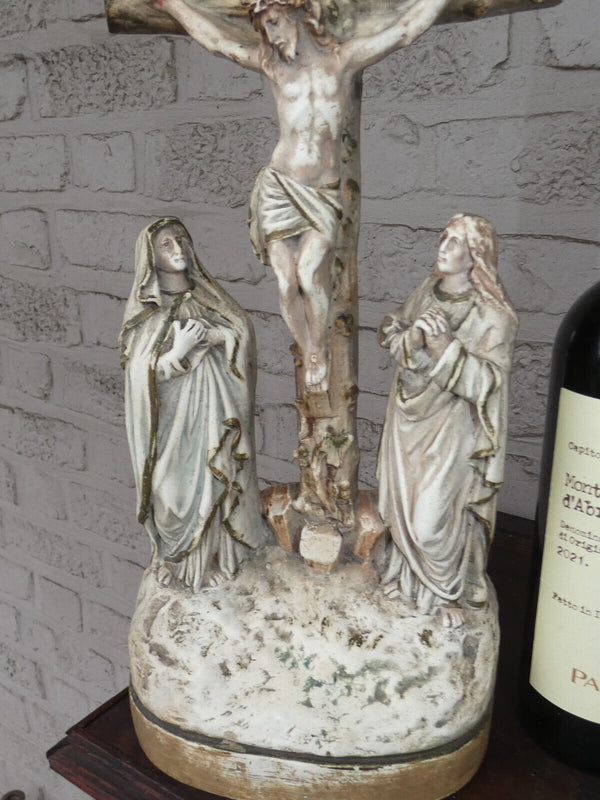 Antique ceramic chalk calvary Statue religious rare