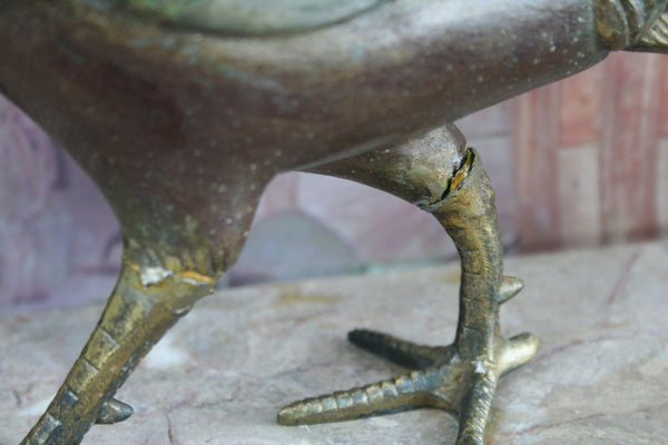 1930's ART DECO Pheasant Spelter Fegule patinated on marble base