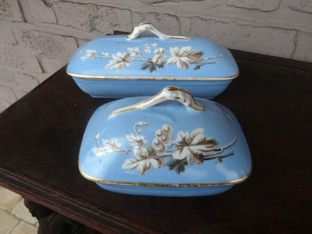 Vintage 2 porcelain box set bathroom soap dish