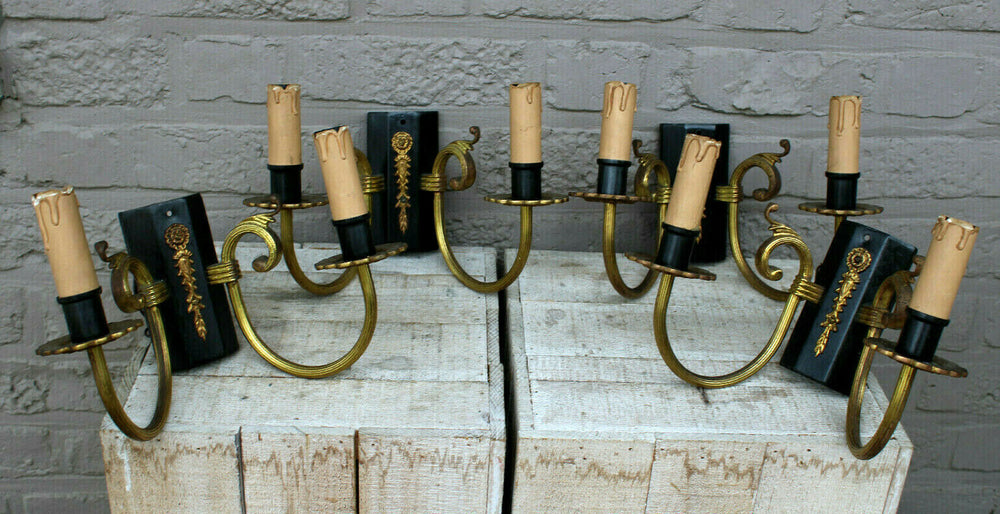 SET 4 Vintage french empire design metal wall lights sconces 1970