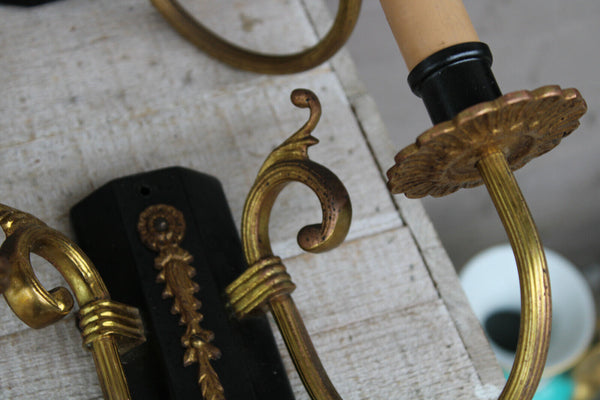 SET 4 Vintage french empire design metal wall lights sconces 1970