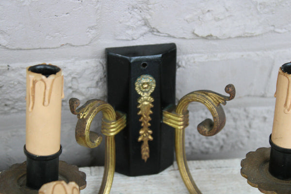 SET 4 Vintage french empire design metal wall lights sconces 1970