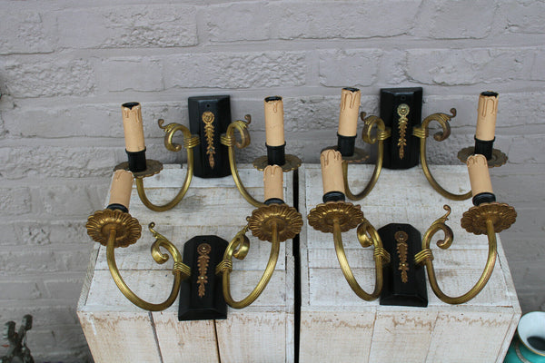 SET 4 Vintage french empire design metal wall lights sconces 1970