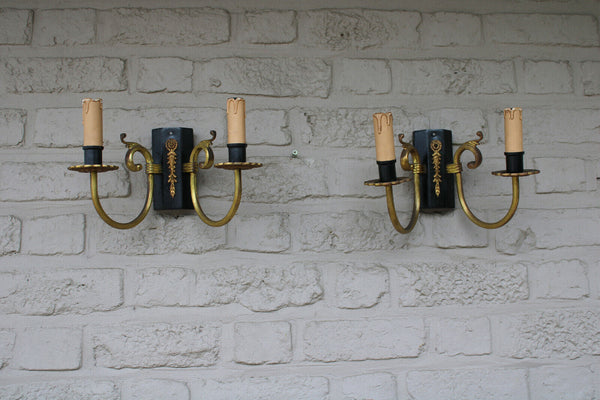 SET 4 Vintage french empire design metal wall lights sconces 1970