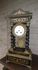 Antique 19thc napoleon III black lacquered wood inlay decor mantel clock