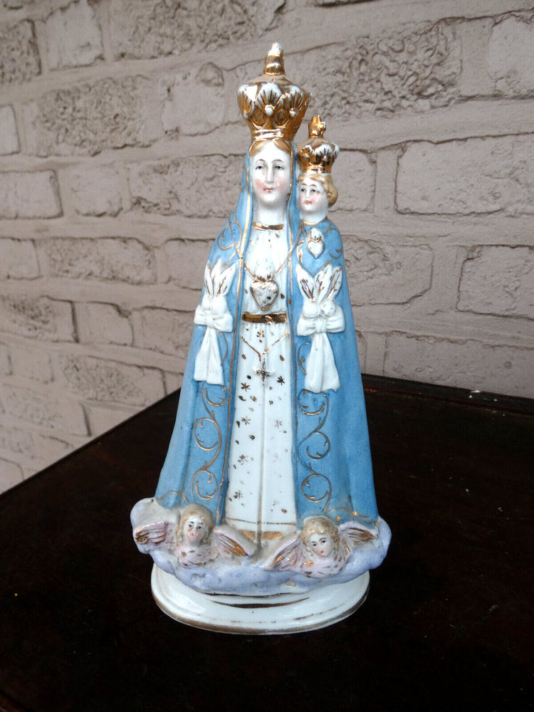Antique porcelain statue madonna angels base