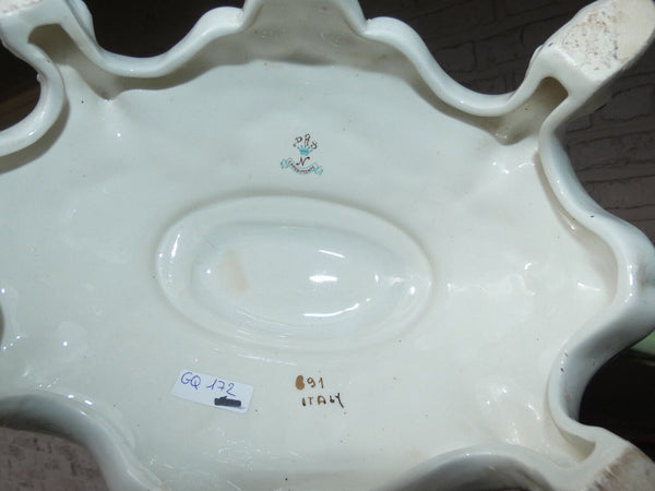 XL italian Capodimonte marked porcelain dragon centerpiece bowl cherubs swans