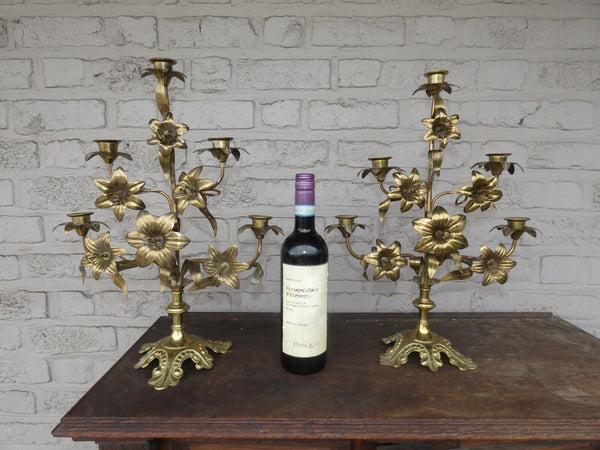 Antique  french religious church altar candelabras candle holders floral rare