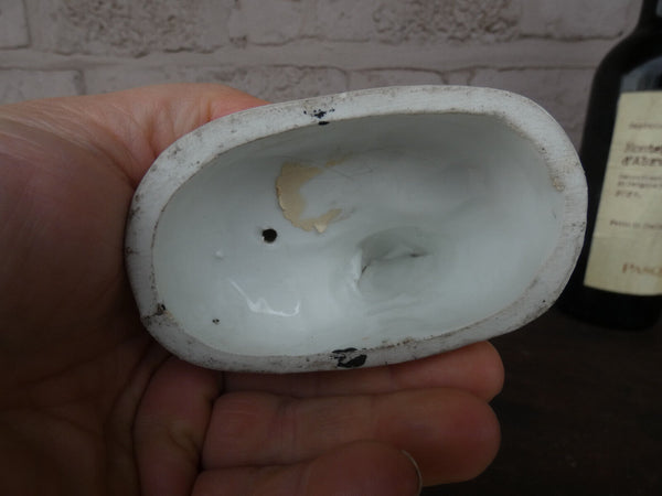 Antique small letu mauger french porcelain holy water font angel statue