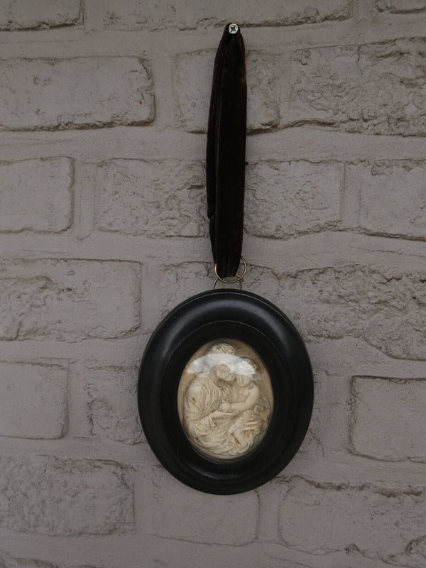 Antique Meerschaum Saint joseph jesus napoleon III wall plaque religious