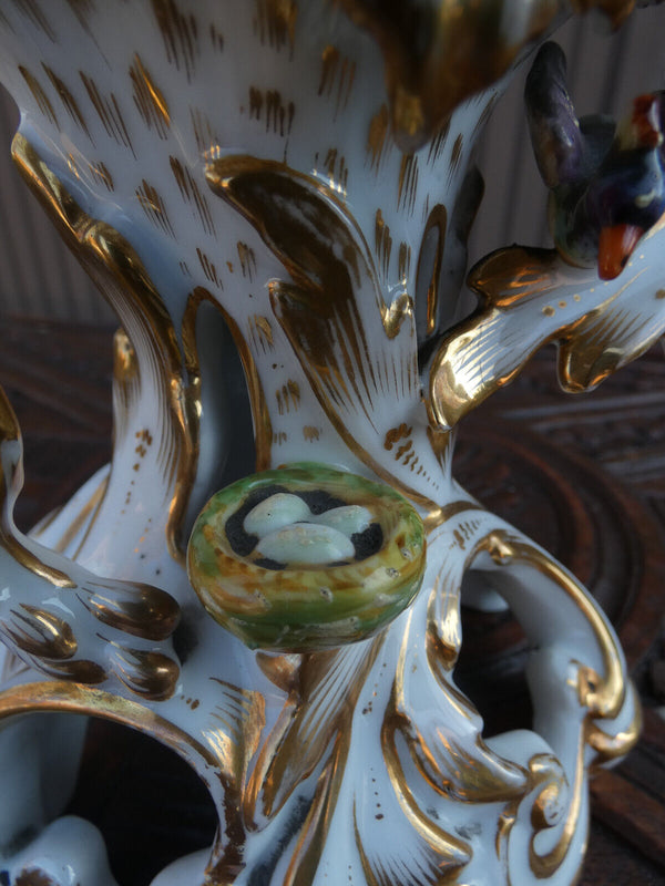 Antique vieux paris porcelain Holy water font bird nest rare religious