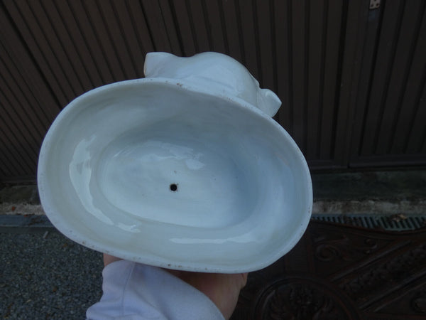 Antique  Bisque porcelain french holy water font jesus praying Statue religious