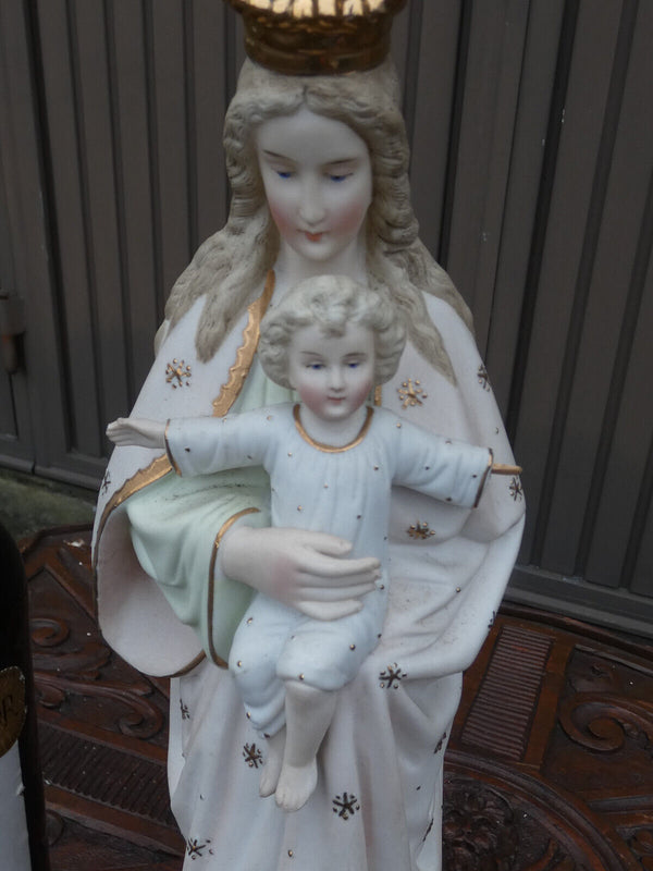 antique porcelain madonna child statue figurine