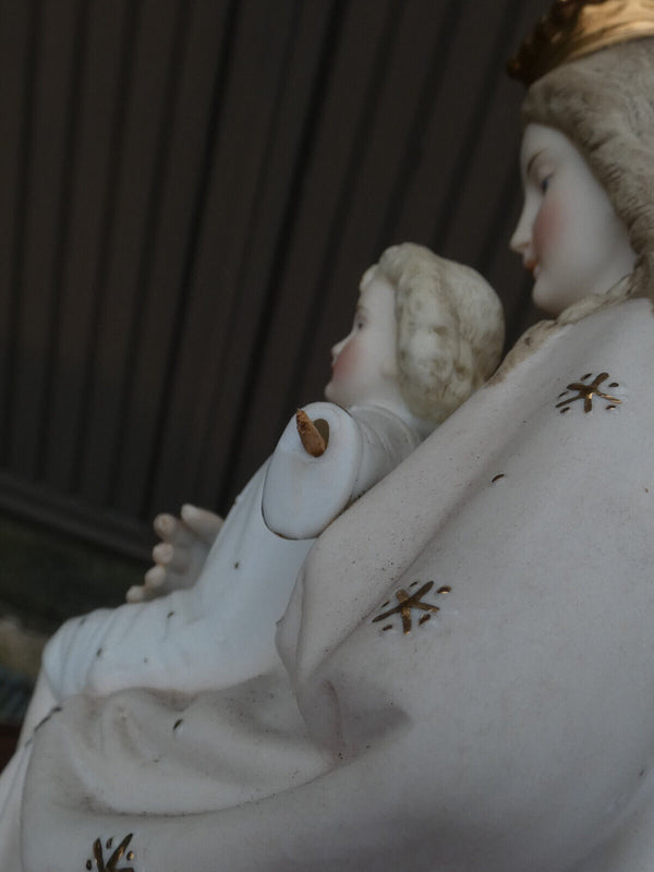 antique porcelain madonna child statue figurine