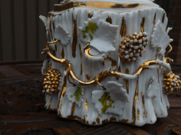 Vintage french porcelain floral decor grapes  Bonbonniere box