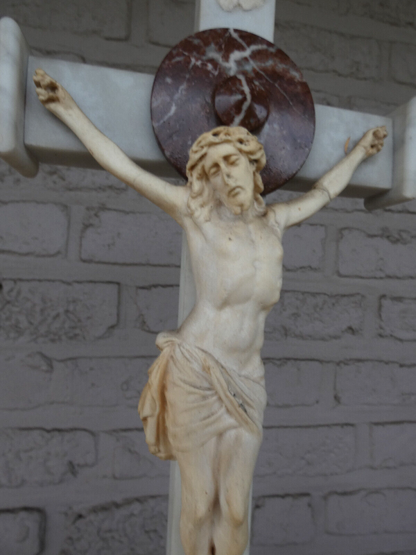 Antique French marble Crucifix religious