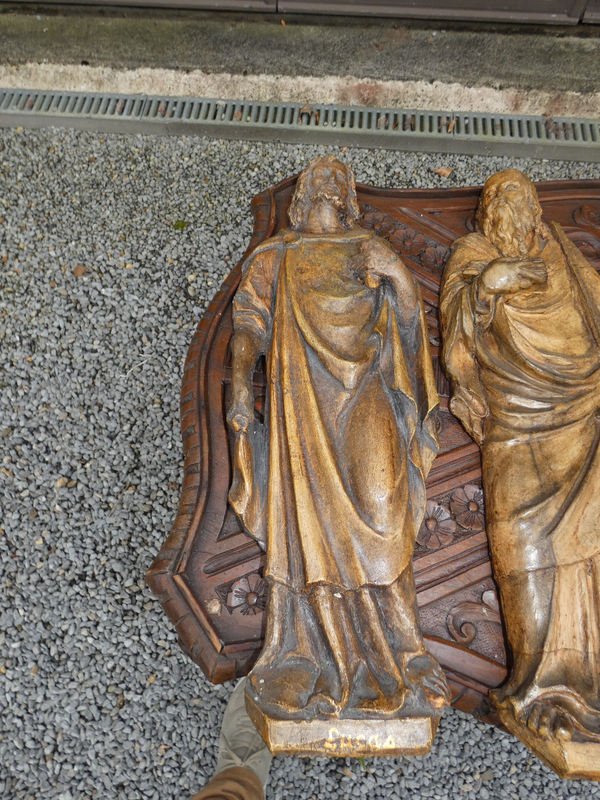 Set 4 Antique chalk religious wall plaque statue evangelists rare