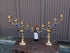 PAIR antique church brass Candelabras color stones religious set rare