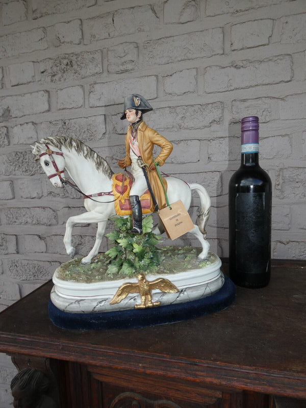 Large capodimonte RONCHI signed porcelain Napoleon horse statue sculpture 70s